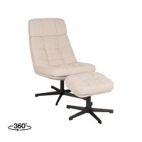 Label51 Alvar fauteuil bouclé - naturel + hocker