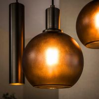 Fraaai Bruno hanglamp 4+3-lichts - bruin melkglas