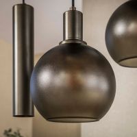 Fraaai Bruno hanglamp 4+3-lichts - bruin melkglas