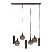 Fraaai Bruno hanglamp 4+3-lichts - bruin melkglas
