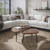 Fraaai Marino organische salontafel - 103 x 55 cm - acaciahout - brons onderstel - OUTLET B