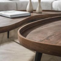 Fraaai Marino organische salontafel - 103 x 55 cm - acaciahout - brons onderstel - OUTLET B