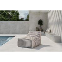 Svea Liam loungepoef - wit/beige gestreept