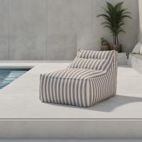 Svea Liam loungepoef - wit/beige gestreept