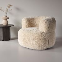 Svea Sofia fauteuil - fake fur - off white