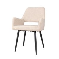 DS4U Lenon eetkamerstoel – armstoel met luxe boucle stof en trendy design