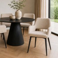 DS4U Lenon eetkamerstoel – armstoel met luxe boucle stof en trendy design