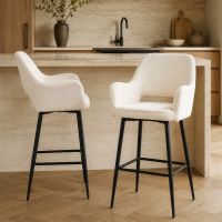 DS4U Lenon barkruk – barstoel met luxe boucle stof en trendy design - 65 cm