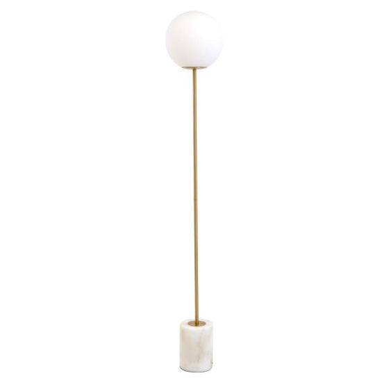 Medina vloerlamp - antiek brons/glas mat wit