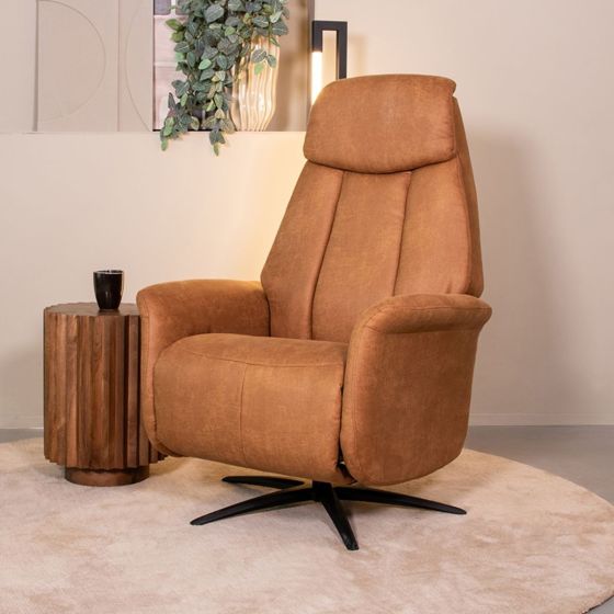 Oslo elektrische fauteuil - cognac microsuède