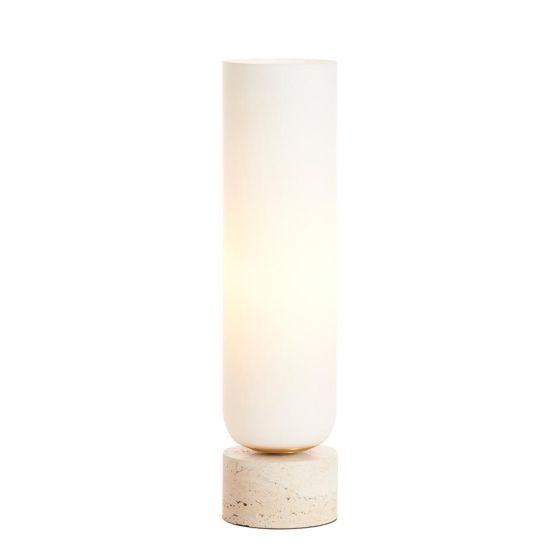 Rylano tafellamp ø12x47 cm glas melk - zand+antiek brons