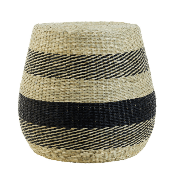 Waipen poef Ø45x42 cm zwart/naturel van het woonmerk Light&Living