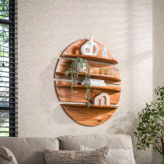 Aarav wandschap set van 4 rond - massief naturel