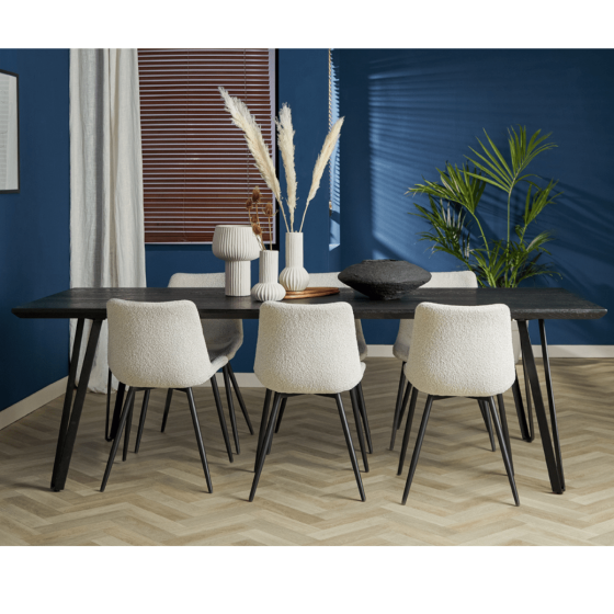 Mylau eettafel 220x100x76 cm eiken hout/mat zwart van het woonmerk Light&Living