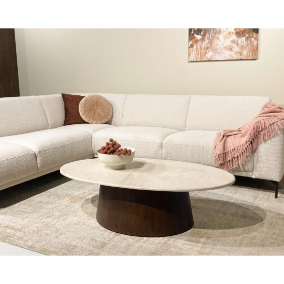 Brix Bottecino salontafel ovaal 120 cm - donkerbruin/beige