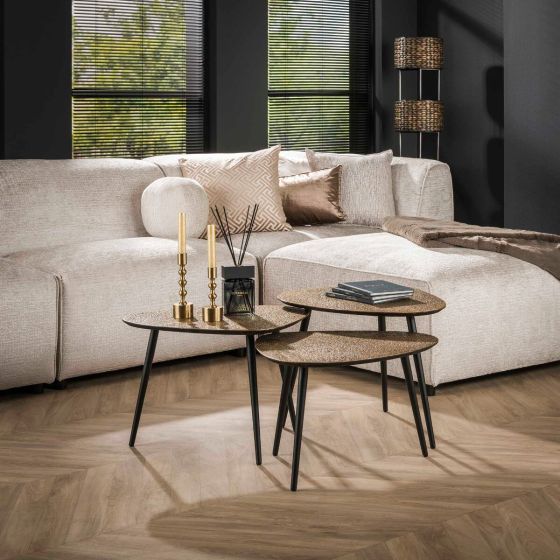Lazio salontafel driehoekig brons | set van 3 van het woonmerk Fraaai