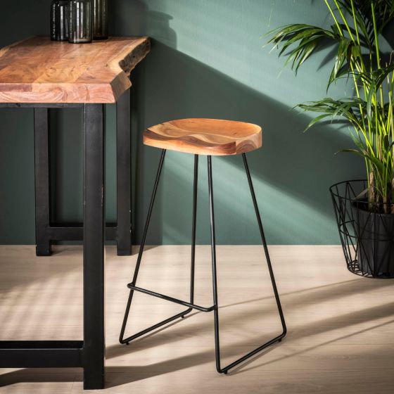 Larissa barstoel houten zitting - massief acacia naturel
