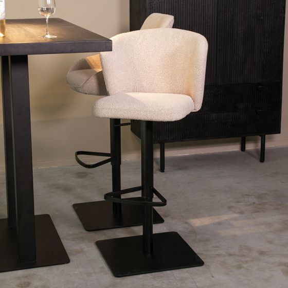 Wave barkruk verstelbaar 85-110 cm stof - naturel