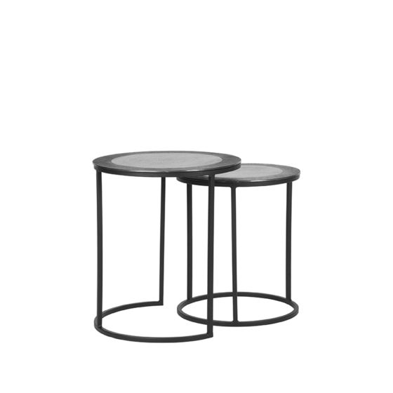 Pair salontafel metaal antiek grijs | set van 2