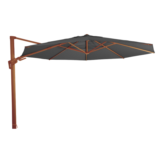 Zweefparasol VirgoFlex houtlook Ø3,5mtr - grijs