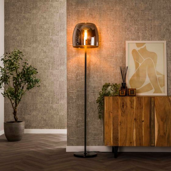 Ariana vloerlamp 1L drift glas - smoke grijs