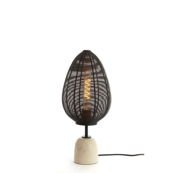 Joley tafellamp Ø26x46 cm - mat zwart/wit marmer