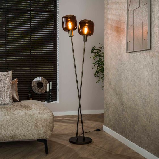 Lacey vloerlamp 2-lichts - sienna bruin