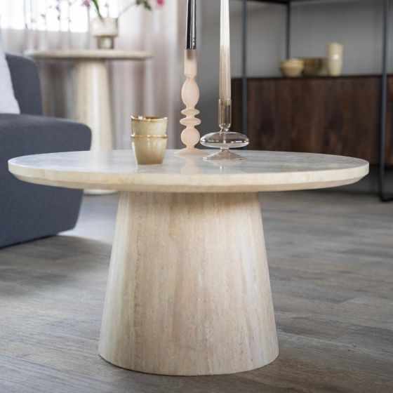 Ronde salontafel Aime - Ø70x38 cm - travertin