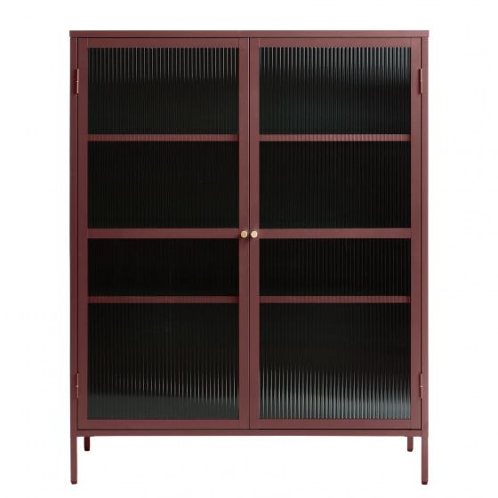 Olan glazen vitrinekast - 140 cm - rood - OUTLET A