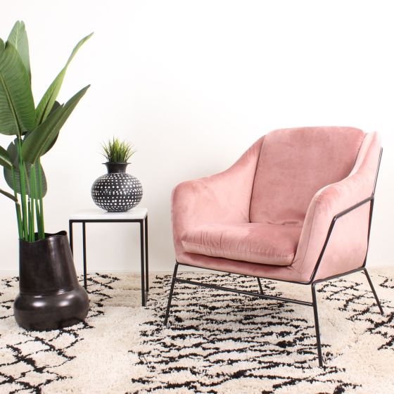 Antonio fauteuil velvet roze - OUTLET B