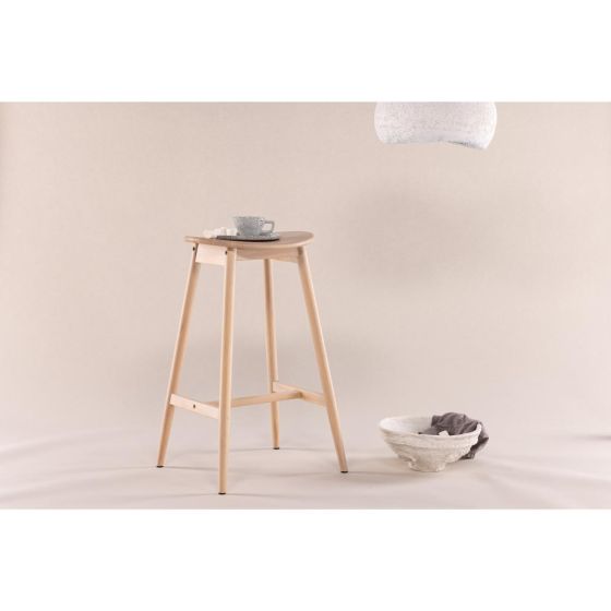 Nika barkruk 76 cm - rubberhout - naturel