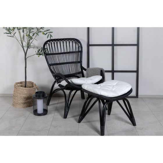 Yaral loungestoel met voetenbank - zwart - rattan