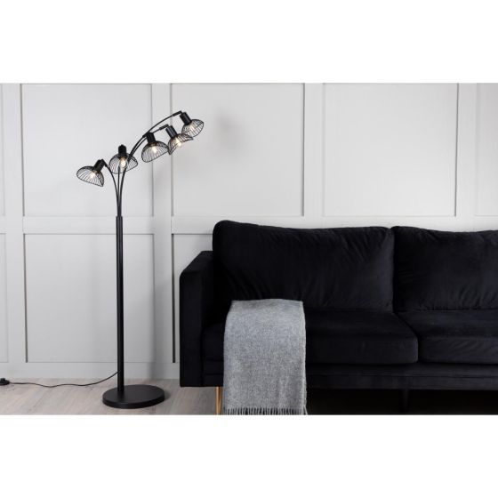Malta vloerlamp - 5-lamps - zwart