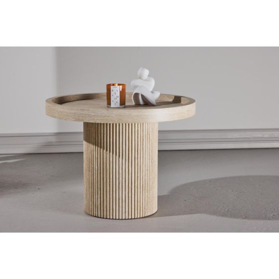 Bjørn ronde bijzettafel - ø60 cm - travertinlook