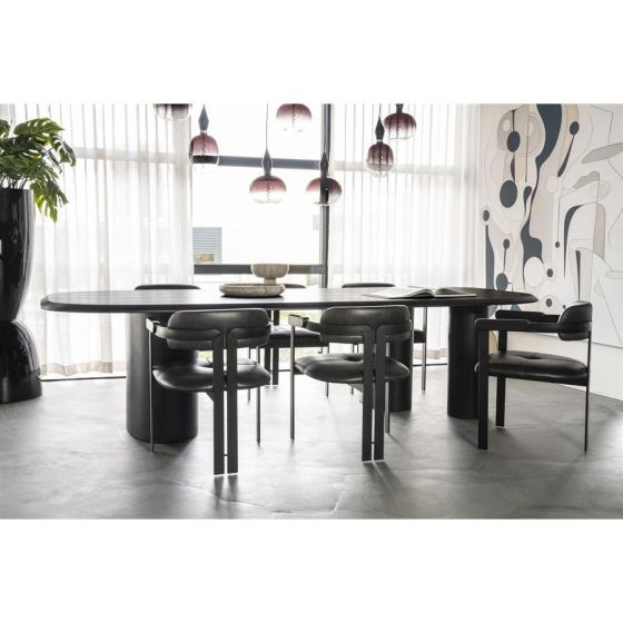 Organische eettafel Walter - eiken - 300x120 cm - zwart