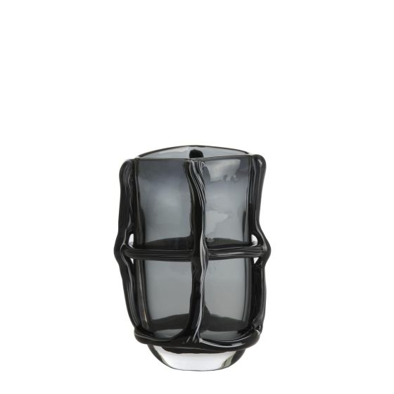 Ashoro vaas 20,5x13x29 cm - glas grijs