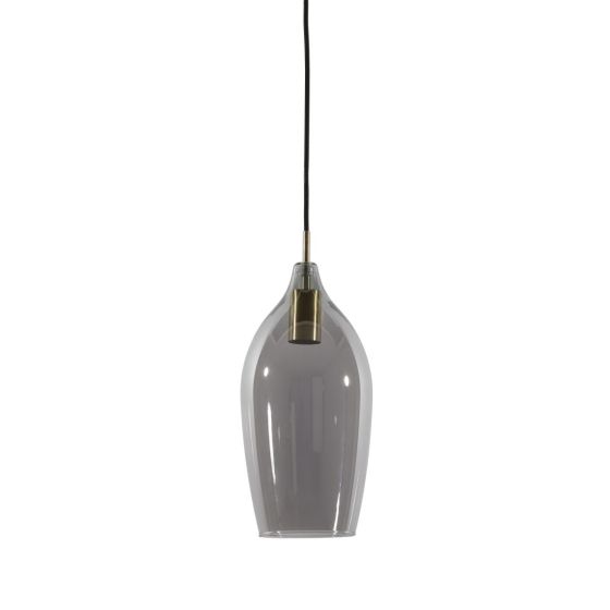 Lukaro hanglamp Ø17x36 cm - antiek brons/glas smoke