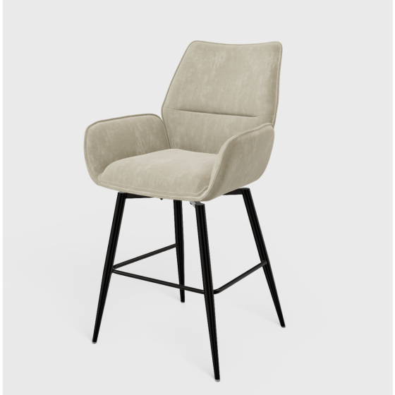 London barstoel 65 cm draaibaar - Milan nature 01 - zwart onderstel