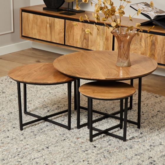 Salontafel RichWood set van 3 - naturel