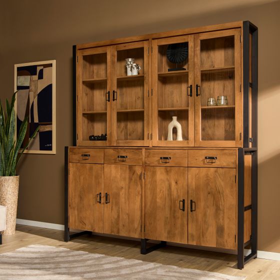 Vitrinekast Boaz XXL - 200 cm - naturel