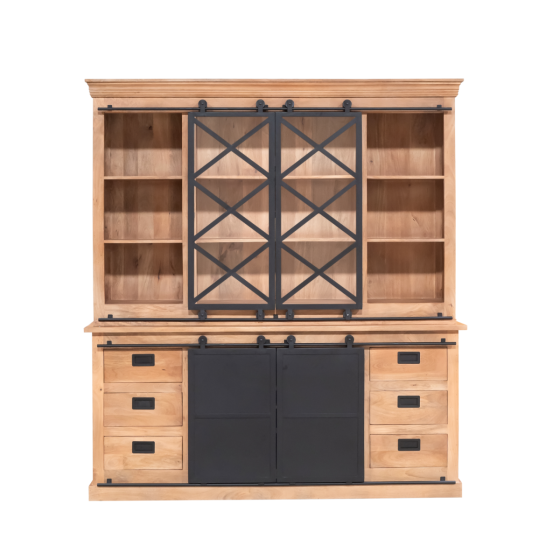 Vitrinekast Lotte XXL 200 cm - naturel