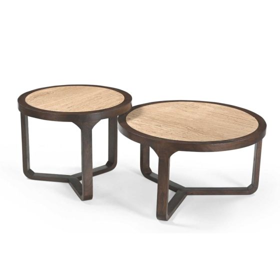 Bijzettafel Morris 60 cm - donkerbruin/marmer