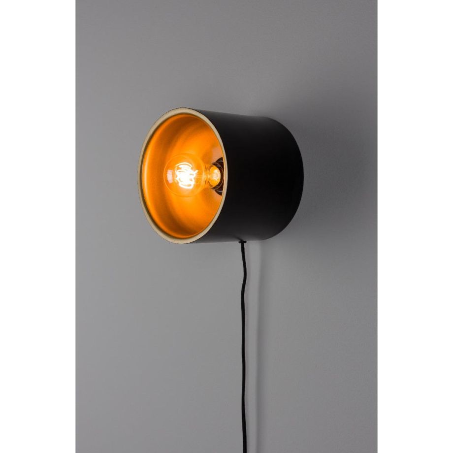 Dudley wandlamp rond S - zwart/goud