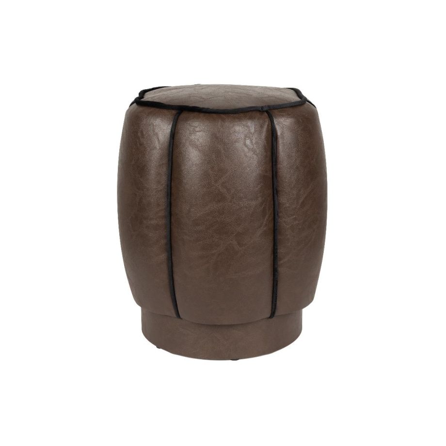 Dutchbone Donna poef leer - donkerbruin