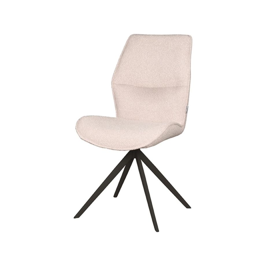 Comfy eetkamerstoel bouclé naturel - zwart onderstel