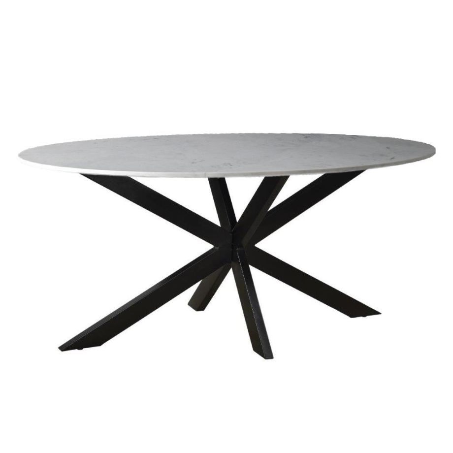 Marble eettafel ovaal 180 cm - wit