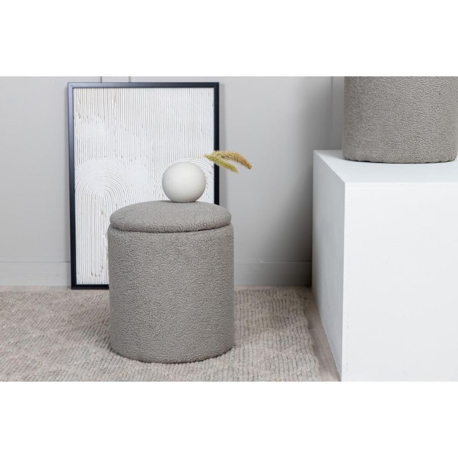 Zara poef - teddy - grjis