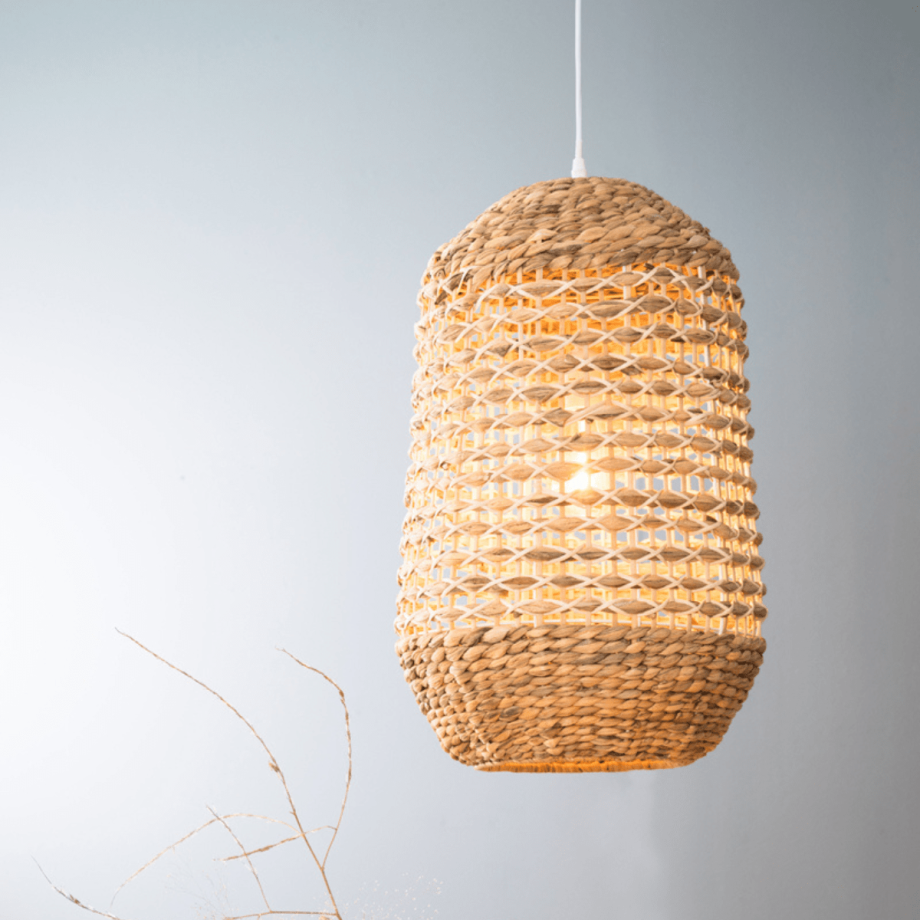 Tripoli hanglamp Ø37.5x58 cm rotan naturel/wit van het woonmerk Light & Living