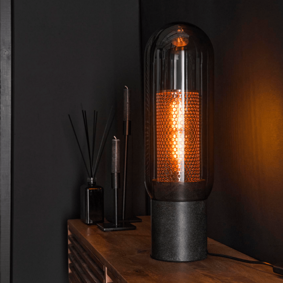 Wrexham tafellamp 50 cm staal smoke