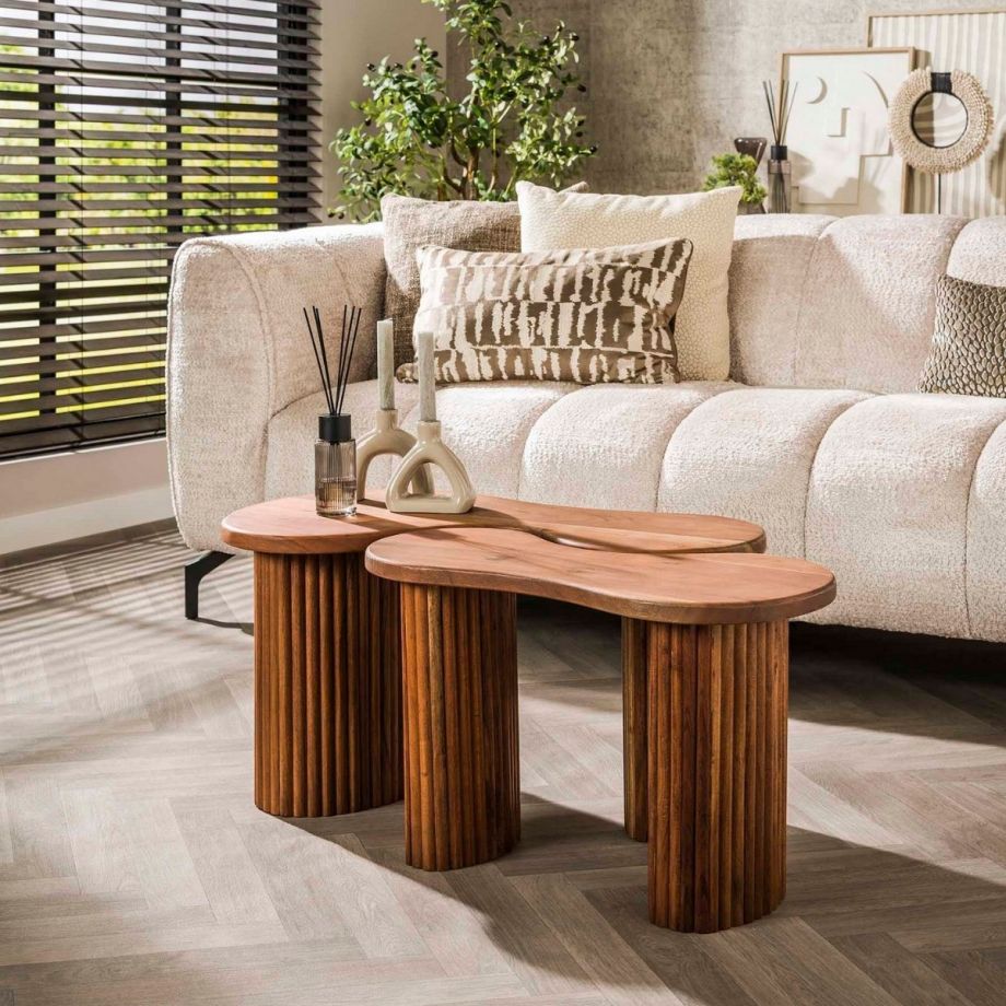 Rio organische salontafel set van 2 - donkerbruin